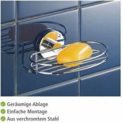 WENKO Porte Savon Mural Sans Percer Milazzo, Porte Savon Mural Vacuum-Loc® Fixation Sans Perçage, Repositionnable Sans Laisser De Trace, Acier , 17x7,5x12 Cm, Brillant - Chromé 9 WENKO Porte Savon Mural Sans Percer Milazzo, Porte Savon Mural Vacuum-Loc® Fixation Sans Perçage, Repositionnable Sans Laisser De Trace, Acier , 17x7,5x12 Cm, Brillant - Chromé -WENKO Soldes 6578875 3