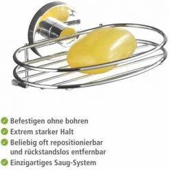 WENKO Porte Savon Mural Sans Percer Milazzo, Porte Savon Mural Vacuum-Loc® Fixation Sans Perçage, Repositionnable Sans Laisser De Trace, Acier , 17x7,5x12 Cm, Brillant - Chromé 10 WENKO Porte Savon Mural Sans Percer Milazzo, Porte Savon Mural Vacuum-Loc® Fixation Sans Perçage, Repositionnable Sans Laisser De Trace, Acier , 17x7,5x12 Cm, Brillant - Chromé -WENKO Soldes 6578875 4