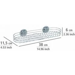 WENKO Etagère Murale Salle De Bain Maxi, Panier De Douche Fixation Sans Perçage Turbo-Loc®, Design Arrondi, Acier, 38x6x11,5 Cm, Chromé - Chromé -WENKO Soldes 6578879 4