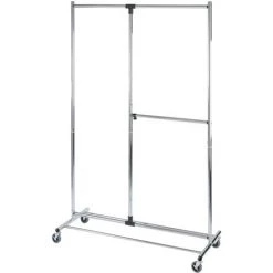 WENKO Portant Vêtements, Penderie Vêtement Sur Roulettes, 2 Niveaux Profissimo