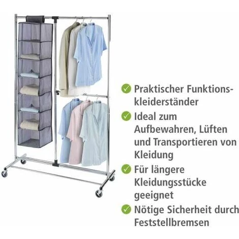 WENKO Portant Vêtements, Penderie Vêtement Sur Roulettes, 2 Niveaux Profissimo 5 WENKO Portant Vêtements, Penderie Vêtement Sur Roulettes, 2 Niveaux Profissimo – Image 3