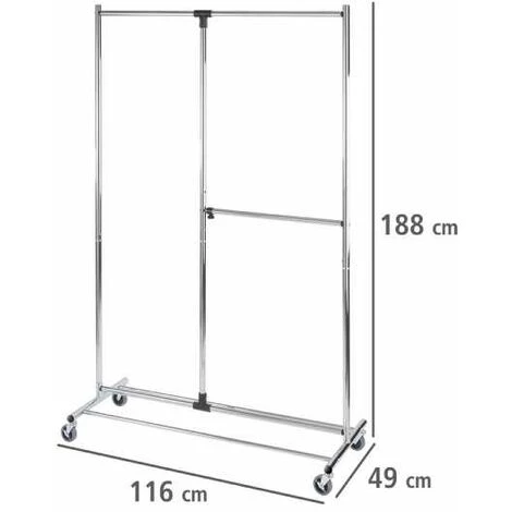 WENKO Portant Vêtements, Penderie Vêtement Sur Roulettes, 2 Niveaux Profissimo 6 WENKO Portant Vêtements, Penderie Vêtement Sur Roulettes, 2 Niveaux Profissimo – Image 4