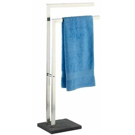 WENKO Porte Serviettes Salle De Bain Sur Pied, 2 Barres Porte Serviette, Slate Rock, Base Polyrésine Effet Ardoise - Acier Inox, 43,5x86,5x20 Cm, Mat 4 WENKO Porte Serviettes Salle De Bain Sur Pied, 2 Barres Porte Serviette, Slate Rock, Base Polyrésine Effet Ardoise - Acier Inox, 43,5x86,5x20 Cm, Mat – Image 2
