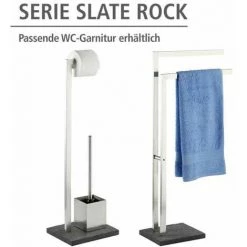 WENKO Porte Serviettes Salle De Bain Sur Pied, 2 Barres Porte Serviette, Slate Rock, Base Polyrésine Effet Ardoise - Acier Inox, 43,5x86,5x20 Cm, Mat 11 WENKO Porte Serviettes Salle De Bain Sur Pied, 2 Barres Porte Serviette, Slate Rock, Base Polyrésine Effet Ardoise - Acier Inox, 43,5x86,5x20 Cm, Mat -WENKO Soldes 6578898 5