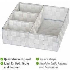 WENKO Organiseur Salle De Bain, Boite De Rangement Adria, Avec 4 Compartiments, Polypropylène, 32x10x32 Cm, Blanc - Blanc 9 WENKO Organiseur Salle De Bain, Boite De Rangement Adria, Avec 4 Compartiments, Polypropylène, 32x10x32 Cm, Blanc - Blanc -WENKO Soldes 6578899 3