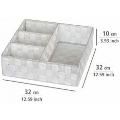 WENKO Organiseur Salle De Bain, Boite De Rangement Adria, Avec 4 Compartiments, Polypropylène, 32x10x32 Cm, Blanc - Blanc 10 WENKO Organiseur Salle De Bain, Boite De Rangement Adria, Avec 4 Compartiments, Polypropylène, 32x10x32 Cm, Blanc - Blanc -WENKO Soldes 6578899 4