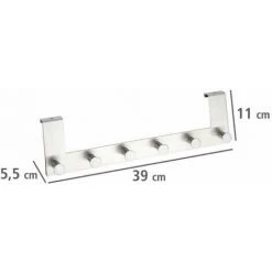 WENKO Patère De Porte à Suspendre Celano, 6 Crochets De Porte Pour Les Serviettes Ou Les Manteaux, Fixation Sans Perçage, Acier Inoxydable, 39x11x5,5 Cm, Argent Mat - Mat 9 WENKO Patère De Porte à Suspendre Celano, 6 Crochets De Porte Pour Les Serviettes Ou Les Manteaux, Fixation Sans Perçage, Acier Inoxydable, 39x11x5,5 Cm, Argent Mat - Mat -WENKO Soldes 6578914 3