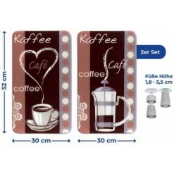 WENKO Protection Plaque De Cuisson, Couvre Plaque De Cuisson En Verre "Café", Lot De 2, Verre Trempé, 30x52 Cm, Multicolore -WENKO Soldes 6578920 4