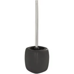 WENKO Porte Brosse WC Céramique Faro, Brosse WC Noire, Céramique, Ø 12x40 Cm, Noir - Noir