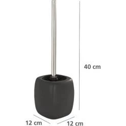 WENKO Porte Brosse WC Céramique Faro, Brosse WC Noire, Céramique, Ø 12x40 Cm, Noir - Noir -WENKO Soldes 6578921 3