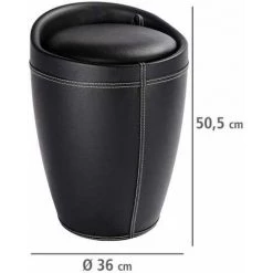 WENKO Tabouret Panier à Linge, Coffre à Linge Et Tabouret Salle De Bain Candy, Coussin Amovible, Similicuir, 20 Litres, Plastique, Ø 36x50,5 Cm, Noir - Noir 9 WENKO Tabouret Panier à Linge, Coffre à Linge Et Tabouret Salle De Bain Candy, Coussin Amovible, Similicuir, 20 Litres, Plastique, Ø 36x50,5 Cm, Noir - Noir -WENKO Soldes 6578935 3