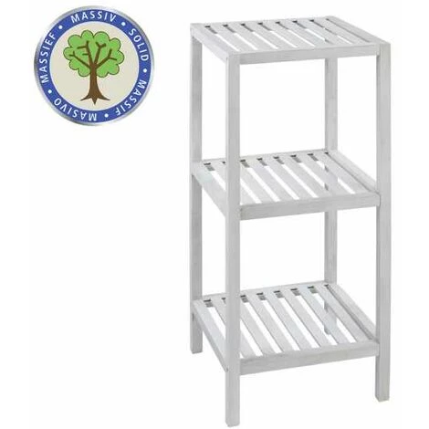 WENKO Etagère Rangement Bois, Norway, 3 étagères Bois Naturel Blanc, Bois Noyer, 36x79x36cm, Blanc 4 WENKO Etagère Rangement Bois, Norway, 3 étagères Bois Naturel Blanc, Bois Noyer, 36x79x36cm, Blanc – Image 2