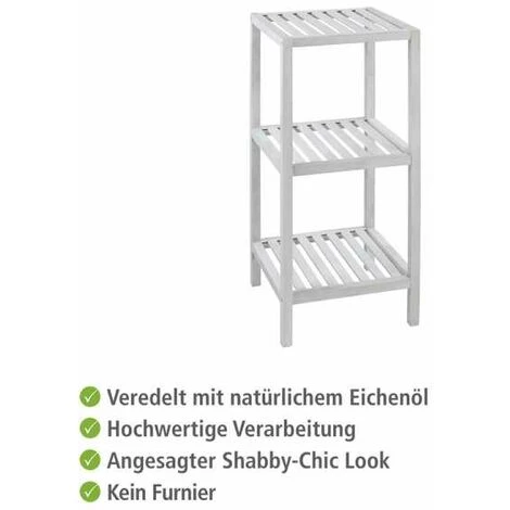 WENKO Etagère Rangement Bois, Norway, 3 étagères Bois Naturel Blanc, Bois Noyer, 36x79x36cm, Blanc 6 WENKO Etagère Rangement Bois, Norway, 3 étagères Bois Naturel Blanc, Bois Noyer, 36x79x36cm, Blanc – Image 4