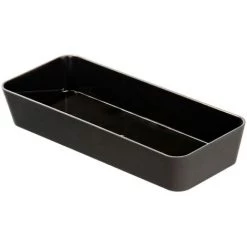 WENKO Boite De Rangement Salle De Bain Gom, Bac De Rangement Salle De Bain, Plastique Soft Touch, 24x4x10 Cm, Noir - Noir
