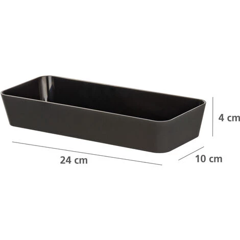 WENKO Boite De Rangement Salle De Bain Gom, Bac De Rangement Salle De Bain, Plastique Soft Touch, 24x4x10 Cm, Noir - Noir 5 WENKO Boite De Rangement Salle De Bain Gom, Bac De Rangement Salle De Bain, Plastique Soft Touch, 24x4x10 Cm, Noir - Noir – Image 3