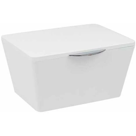 WENKO Boîte Avec Couvercle Brasil, Panier De Rangement, Panier De Salle De Bain Avec Couvercle, Plastique (PET), 19 X 10 X 15.5 Cm, Blanc - Blanc 3 WENKO Boîte Avec Couvercle Brasil, Panier De Rangement, Panier De Salle De Bain Avec Couvercle, Plastique (PET), 19 X 10 X 15.5 Cm, Blanc - Blanc