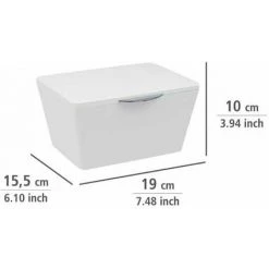 WENKO Boîte Avec Couvercle Brasil, Panier De Rangement, Panier De Salle De Bain Avec Couvercle, Plastique (PET), 19 X 10 X 15.5 Cm, Blanc - Blanc 10 WENKO Boîte Avec Couvercle Brasil, Panier De Rangement, Panier De Salle De Bain Avec Couvercle, Plastique (PET), 19 X 10 X 15.5 Cm, Blanc - Blanc -WENKO Soldes 6578976 4