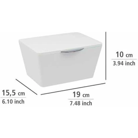 WENKO Boîte Avec Couvercle Brasil, Panier De Rangement, Panier De Salle De Bain Avec Couvercle, Plastique (PET), 19 X 10 X 15.5 Cm, Blanc - Blanc 6 WENKO Boîte Avec Couvercle Brasil, Panier De Rangement, Panier De Salle De Bain Avec Couvercle, Plastique (PET), 19 X 10 X 15.5 Cm, Blanc - Blanc – Image 4