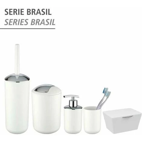 WENKO Boîte Avec Couvercle Brasil, Panier De Rangement, Panier De Salle De Bain Avec Couvercle, Plastique (PET), 19 X 10 X 15.5 Cm, Blanc - Blanc 7 WENKO Boîte Avec Couvercle Brasil, Panier De Rangement, Panier De Salle De Bain Avec Couvercle, Plastique (PET), 19 X 10 X 15.5 Cm, Blanc - Blanc – Image 5