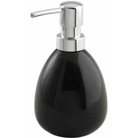 WENKO Distributeur Savon Liquide, Porte Savon Liquide Polaris, Capacité 390 Ml, Céramique, 10x16,5x9,4 Cm, Noir - Noir 3 WENKO Distributeur Savon Liquide, Porte Savon Liquide Polaris, Capacité 390 Ml, Céramique, 10x16,5x9,4 Cm, Noir - Noir