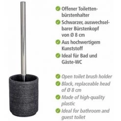 WENKO Brosse WC Goa Neo, Brosse WC Silicone, Brosse WC Noire, Polyrésine Aspect Pierre Naturelle, Ø 9x37 Cm, Anthracite - Gris - Anthracite -WENKO Soldes 6578999 2