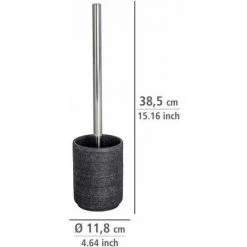 WENKO Brosse WC Goa Neo, Brosse WC Silicone, Brosse WC Noire, Polyrésine Aspect Pierre Naturelle, Ø 9x37 Cm, Anthracite - Gris - Anthracite -WENKO Soldes 6578999 3