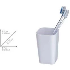 WENKO Porte Brosse à Dents, Gobelet Salle De Bain, Candy, Plastique, 3x11x7,3 Cm, Blanc - Blanc -WENKO Soldes 6579004 4
