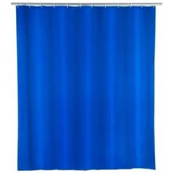 WENKO Rideau De Douche Uni, Rideau De Douche 120x200 Cm, Imperméable à L'eau, 8 Anneaux Rideau De Douche En Plastique Blanc Inclus, PEVA Matériau Recyclé Et Recyclable, 120x200 Cm, Bleu Nuit - Bleu - Bleu Foncé