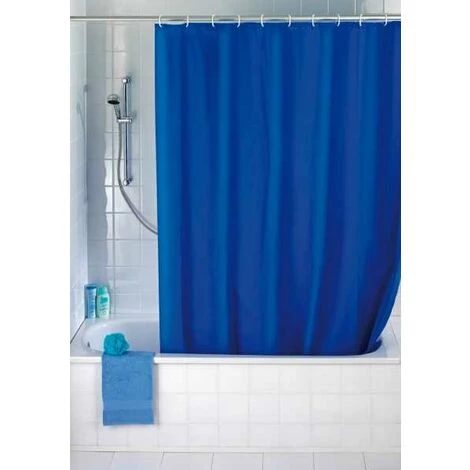 WENKO Rideau De Douche Uni, Rideau De Douche 120x200 Cm, Imperméable à L'eau, 8 Anneaux Rideau De Douche En Plastique Blanc Inclus, PEVA Matériau Recyclé Et Recyclable, 120x200 Cm, Bleu Nuit - Bleu - Bleu Foncé 4 WENKO Rideau De Douche Uni, Rideau De Douche 120x200 Cm, Imperméable à L'eau, 8 Anneaux Rideau De Douche En Plastique Blanc Inclus, PEVA Matériau Recyclé Et Recyclable, 120x200 Cm, Bleu Nuit - Bleu - Bleu Foncé – Image 2