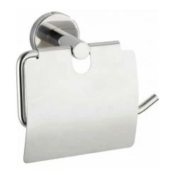 WENKO Support Papier Toilette Mural, Porte Papier Toilette Avec Couvercle, Bosio Shine, Acier Inox, 15x13,5x7 Cm, Brillant - Brillant