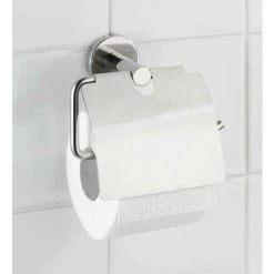 WENKO Support Papier Toilette Mural, Porte Papier Toilette Avec Couvercle, Bosio Shine, Acier Inox, 15x13,5x7 Cm, Brillant - Brillant -WENKO Soldes 6579019 4