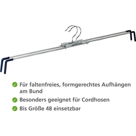 WENKO Cintre Extensible Pour Pantalon, Jupe, Spiral 50 - Argent Brillant 4 WENKO Cintre Extensible Pour Pantalon, Jupe, Spiral 50 - Argent Brillant – Image 2