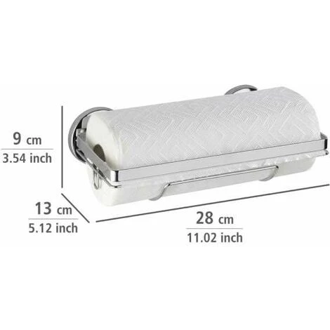 WENKO Porte Essuie-tout Mural Sans Perçage, Porte Sopalin Mural Fixation Sans Perçage Magic-Loc®, Métal, 28x14x20 Cm, Brillant - Argent Brillant 6 WENKO Porte Essuie-tout Mural Sans Perçage, Porte Sopalin Mural Fixation Sans Perçage Magic-Loc®, Métal, 28x14x20 Cm, Brillant - Argent Brillant – Image 4