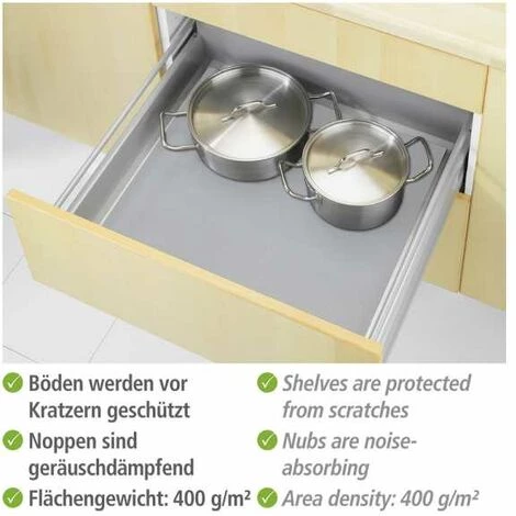 WENKO Tapis Fond De Tiroir Avec Picots, Tapis Antidérapant Tiroir, Protection Tiroir Cuisine, Découpable, Plastique, 150x50 Cm, Gris 5 WENKO Tapis Fond De Tiroir Avec Picots, Tapis Antidérapant Tiroir, Protection Tiroir Cuisine, Découpable, Plastique, 150x50 Cm, Gris – Image 3