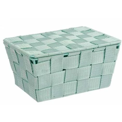 WENKO Panier De Rangement Salle De Bain Avec Couvercle Adria, Petite Boite De Rangement, Polypropylène, 19x14x10 Cm, Menthe 4 WENKO Panier De Rangement Salle De Bain Avec Couvercle Adria, Petite Boite De Rangement, Polypropylène, 19x14x10 Cm, Menthe – Image 2