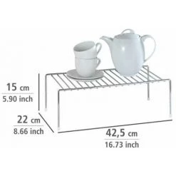 WENKO Demi Etagère, Organisateur Placard Cuisine, Métal Chromé, 42,5x22x15 Cm, Brillant - Argent Brillant -WENKO Soldes 6579059 3