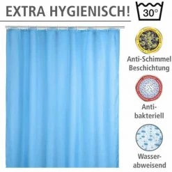 WENKO Rideau De Douche Antimoisissure, Rideau De Douche 180x200 Cm, Lavable En Machine Et Waterproof, 12 Anneaux Rideau De Douche En Plastique Blanc Inclus, 100% Polyester, 180x200 Cm, Bleu - Bleu - Bleu Clair 8 WENKO Rideau De Douche Antimoisissure, Rideau De Douche 180x200 Cm, Lavable En Machine Et Waterproof, 12 Anneaux Rideau De Douche En Plastique Blanc Inclus, 100% Polyester, 180x200 Cm, Bleu - Bleu - Bleu Clair -WENKO Soldes 6579063 2