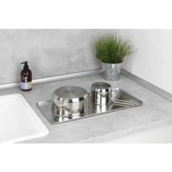 WENKO Égouttoir Vaisselle Inox Exclusif Duo, Egouttoir Vaisselle Avec Panier Couvert, Acier Inox, 21x33x49 Cm, Brillant - Argent Mat -WENKO Soldes 6579064 4