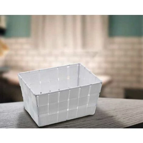 WENKO Panier salle de bain Adria Mini, rangement Salle De Bain, Long, Polypropylène, 19x9x14 Cm, Blanc - Blanc 4 WENKO Panier salle de bain Adria Mini, rangement Salle De Bain, Long, Polypropylène, 19x9x14 Cm, Blanc - Blanc – Image 2