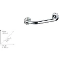 WENKO Barre De Redressement, Barre D'appui WC Et Salle De Bain, Basic, Acier Inoxydable, Longueur 25cm, 31x6x9,5 Cm, Brillant - Brillant -WENKO Soldes 6579071 3