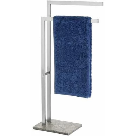 WENKO Porte Serviettes Salle De Bain Sur Pied, 2 Barres Porte Serviette, Granit, Base Polyrésine Effet Granit - Acier Inox, 43,5x86,5x20 Cm, Mat 4 WENKO Porte Serviettes Salle De Bain Sur Pied, 2 Barres Porte Serviette, Granit, Base Polyrésine Effet Granit - Acier Inox, 43,5x86,5x20 Cm, Mat – Image 2