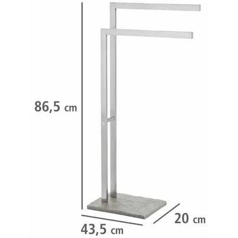 WENKO Porte Serviettes Salle De Bain Sur Pied, 2 Barres Porte Serviette, Granit, Base Polyrésine Effet Granit - Acier Inox, 43,5x86,5x20 Cm, Mat 6 WENKO Porte Serviettes Salle De Bain Sur Pied, 2 Barres Porte Serviette, Granit, Base Polyrésine Effet Granit - Acier Inox, 43,5x86,5x20 Cm, Mat – Image 4