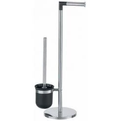 WENKO Combiné WC 2en1, Brosse WC Et Dérouleur Papier Toilette, Parus, Acier Inox, 25,5x57x16,5 Cm, Brillant -WENKO Soldes 6579075 3