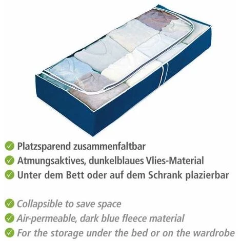WENKO Boite Rangement Sous Lit Air, Rangement Sous Lit, Grande Capacité De Rangement Pour Vêtement Et Linge De Lit, Ouverture Transparente Et Fermeture éclair, Plastique, 105x15x45 Cm, Bleu - Bleu 6 WENKO Boite Rangement Sous Lit Air, Rangement Sous Lit, Grande Capacité De Rangement Pour Vêtement Et Linge De Lit, Ouverture Transparente Et Fermeture éclair, Plastique, 105x15x45 Cm, Bleu - Bleu – Image 4