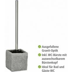 WENKO Brosse WC Granite, Brosse WC Noire, Polyrésine Effet Granit, 10x39x10 Cm, Gris - Gris 8 WENKO Brosse WC Granite, Brosse WC Noire, Polyrésine Effet Granit, 10x39x10 Cm, Gris - Gris -WENKO Soldes 6579086 2