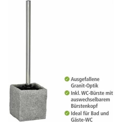 WENKO Brosse WC Granite, Brosse WC Noire, Polyrésine Effet Granit, 10x39x10 Cm, Gris - Gris 4 WENKO Brosse WC Granite, Brosse WC Noire, Polyrésine Effet Granit, 10x39x10 Cm, Gris - Gris – Image 2