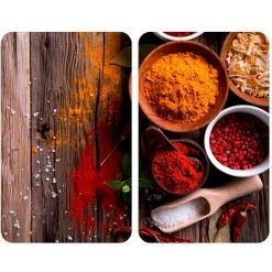 WENKO Protection Plaque De Cuisson, Couvre Plaque De Cuisson En Verre "Epices", Lot De 2, Verre Trempé, 30x52 Cm, Multicolore