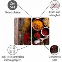 WENKO Protection Plaque De Cuisson, Couvre Plaque De Cuisson En Verre "Epices", Lot De 2, Verre Trempé, 30x52 Cm, Multicolore 8 WENKO Protection Plaque De Cuisson, Couvre Plaque De Cuisson En Verre "Epices", Lot De 2, Verre Trempé, 30x52 Cm, Multicolore -WENKO Soldes 6579103 2