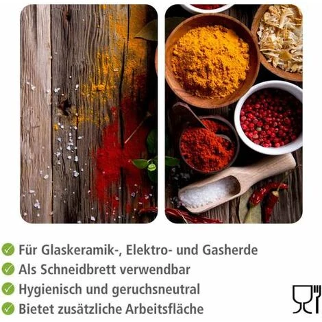 WENKO Protection Plaque De Cuisson, Couvre Plaque De Cuisson En Verre "Epices", Lot De 2, Verre Trempé, 30x52 Cm, Multicolore 5 WENKO Protection Plaque De Cuisson, Couvre Plaque De Cuisson En Verre "Epices", Lot De 2, Verre Trempé, 30x52 Cm, Multicolore – Image 3