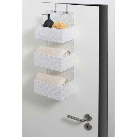 WENKO Organiseur De Salle De Bain à Suspendre Adria, Organisateur Suspendu 3 Paniers De Rangement, Polypropylène, 25x72x15,5 Cm, Blanc 5 WENKO Organiseur De Salle De Bain à Suspendre Adria, Organisateur Suspendu 3 Paniers De Rangement, Polypropylène, 25x72x15,5 Cm, Blanc – Image 3